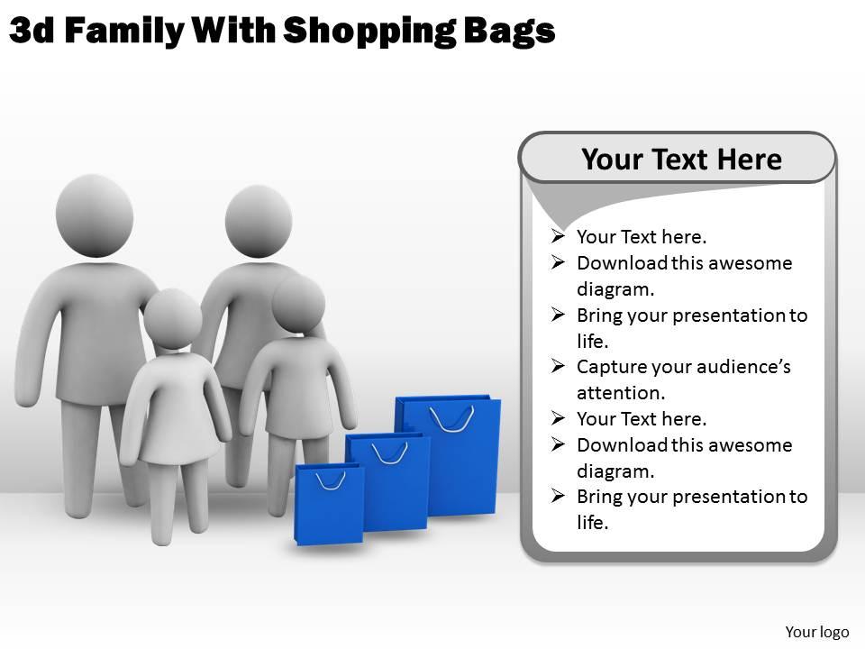 3d family with shopping bags ppt graphics icons powerpoint Slide01