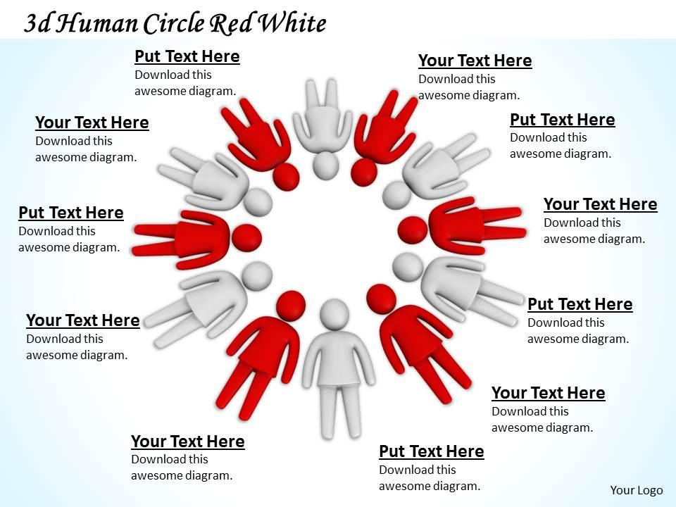 3d human circle red white ppt graphics icons powerpoint Slide01