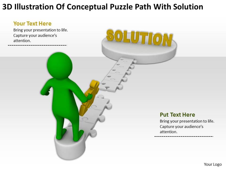 3d illustration of conceptual puzzle path with solution ppt graphics icons powerpoint Slide01