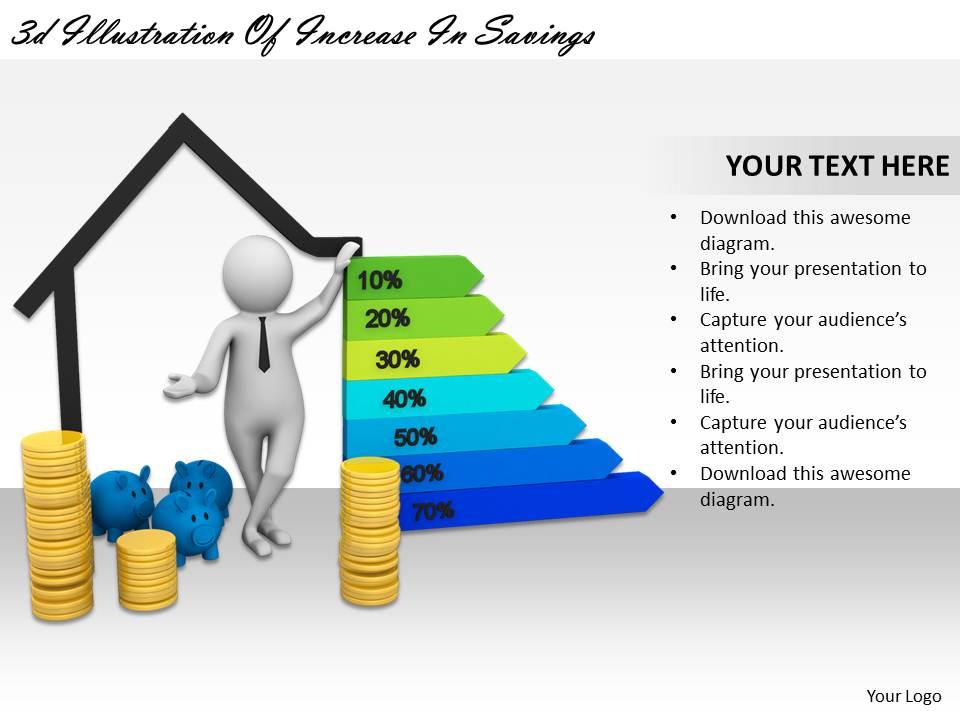 3d illustration of increase in savings ppt graphics icons powerpoint Slide01
