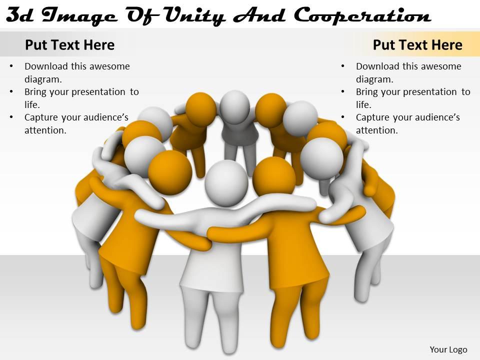 3d image of unity and cooperation ppt graphics icons powerpoint Slide01
