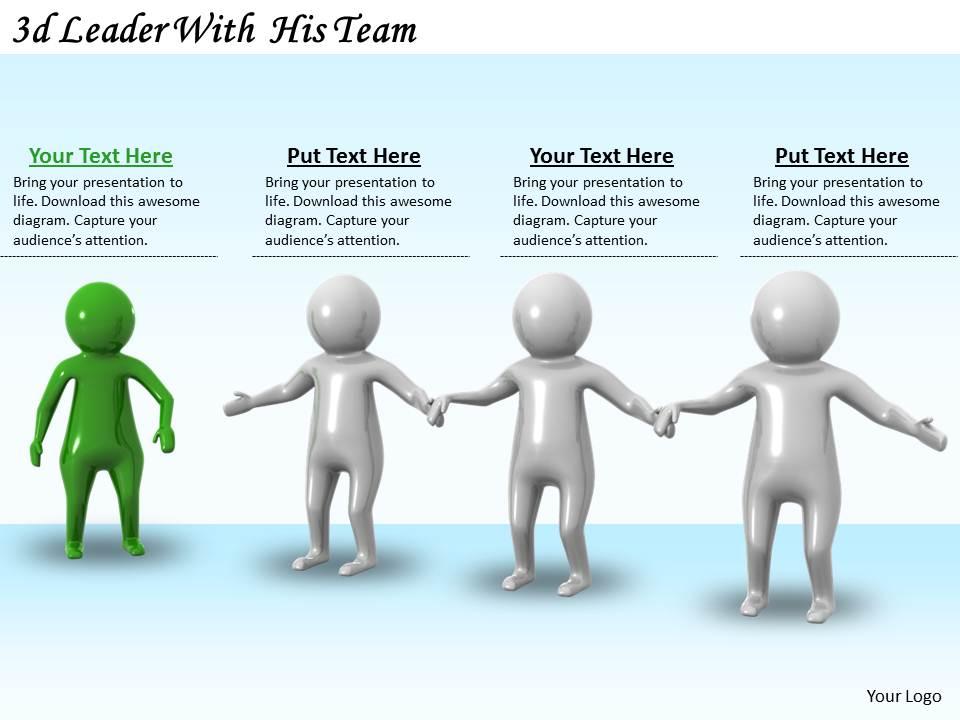 3d leader with his team ppt graphics icons powerpoint Slide01