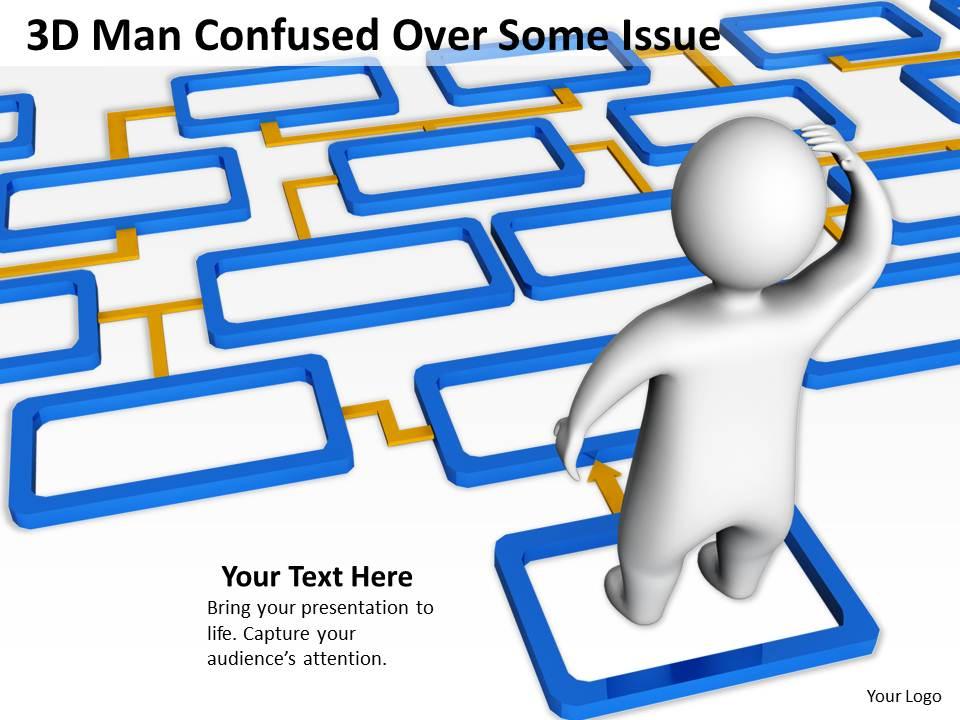 3d man confused over some issue ppt graphics icons Slide01
