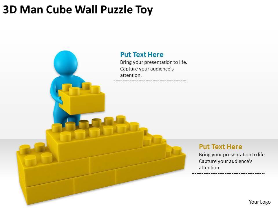3d man cube wall puzzle toy ppt graphics icons powerpoint Slide01