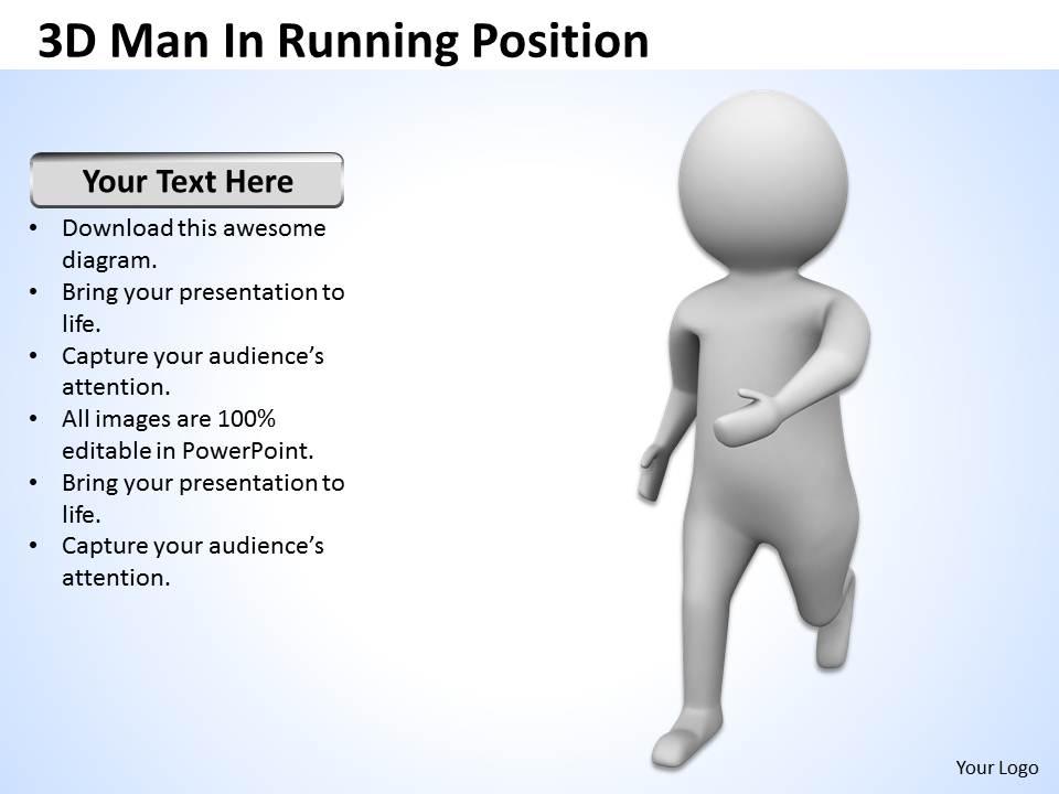 3d man in running position ppt graphics icons Slide01