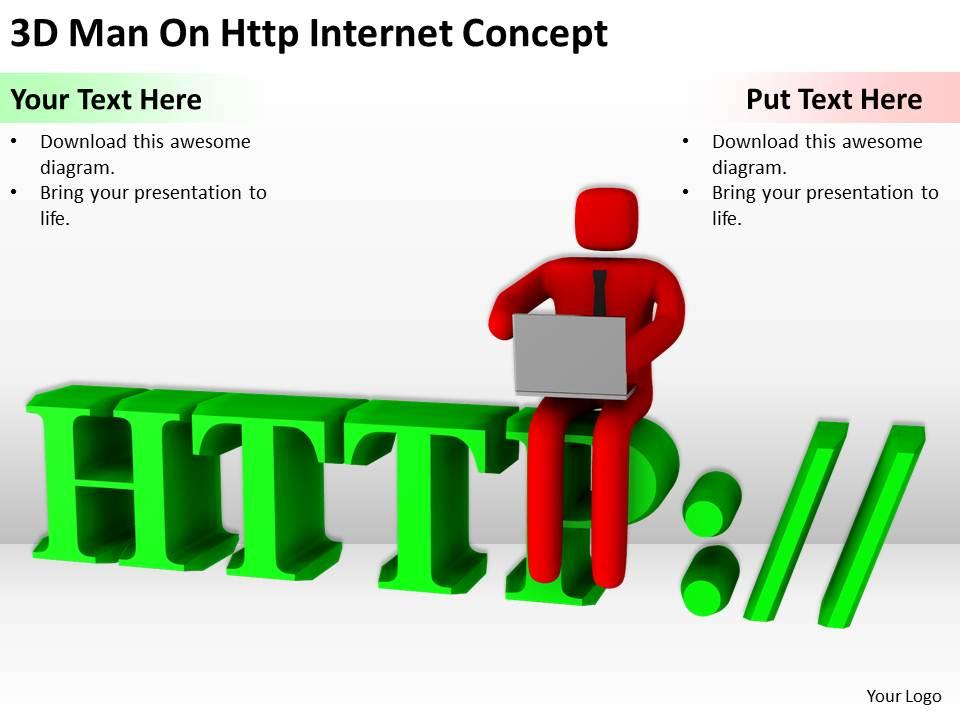 3d man on http internet concept ppt graphics icons powerpoint Slide01