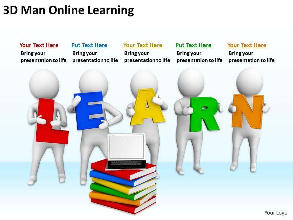 3d man online learning ppt graphics icons powerpoint Slide01