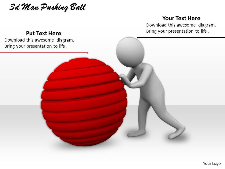 3d man pushing ball ppt graphics icons powerpoint Slide01