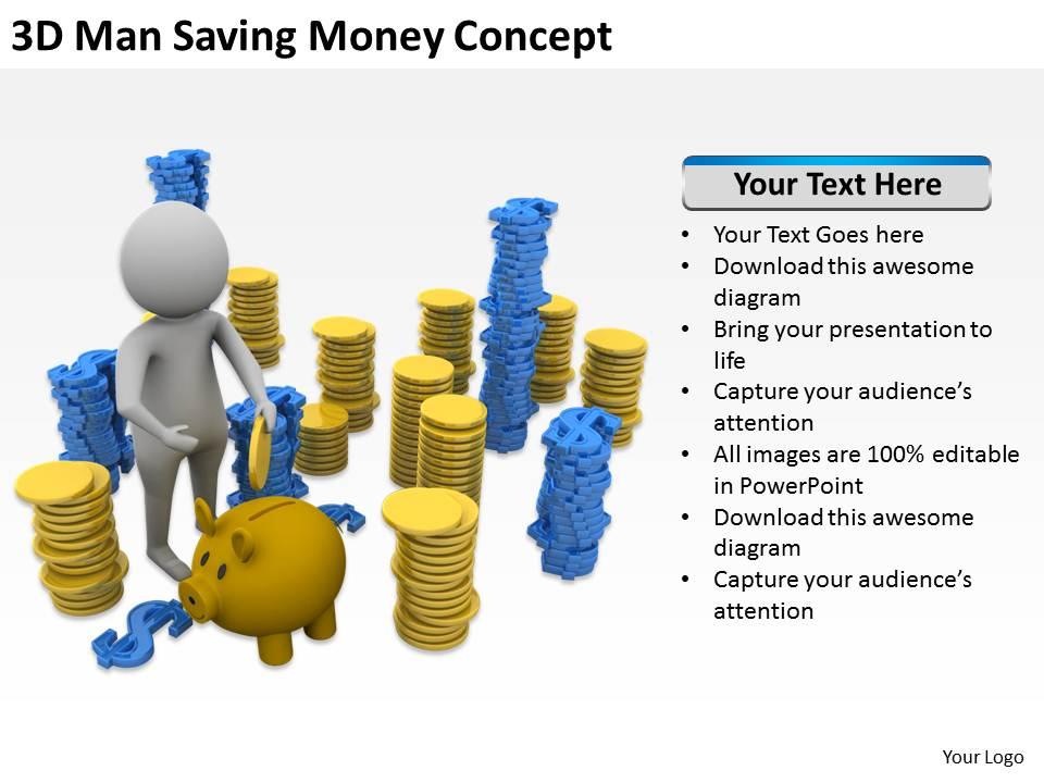 3d man saving money concept ppt graphics icons powerpoint Slide01