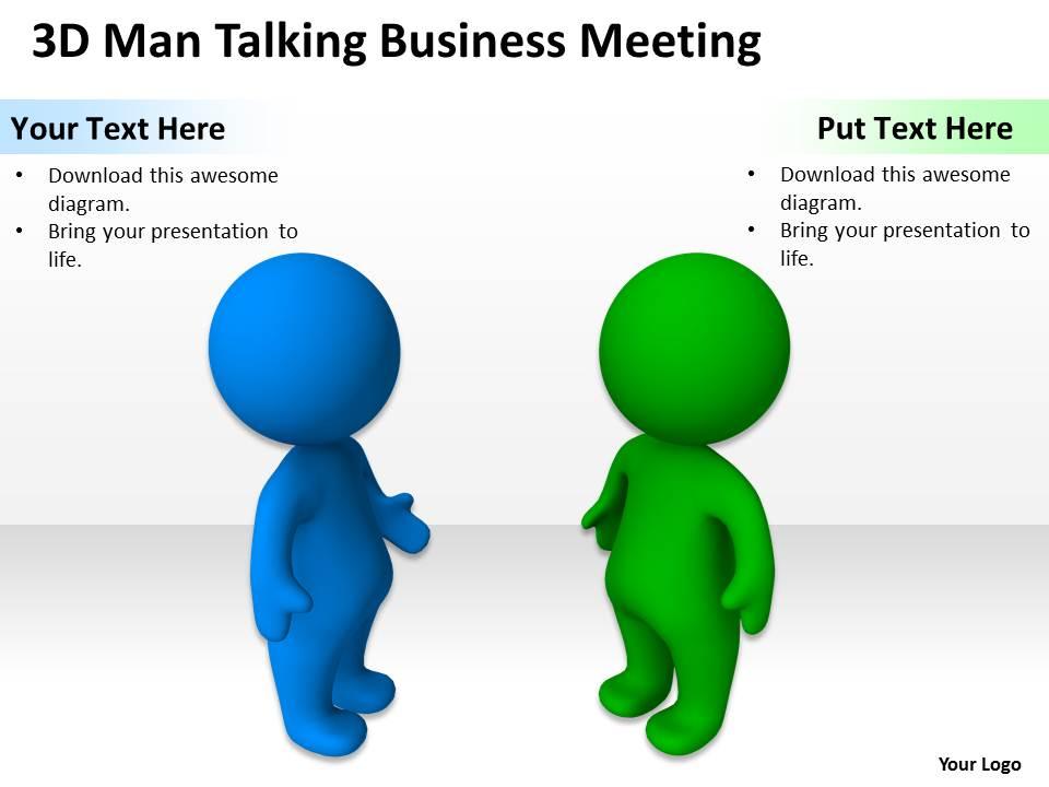 3d man talking business meeting ppt graphics icons Slide01
