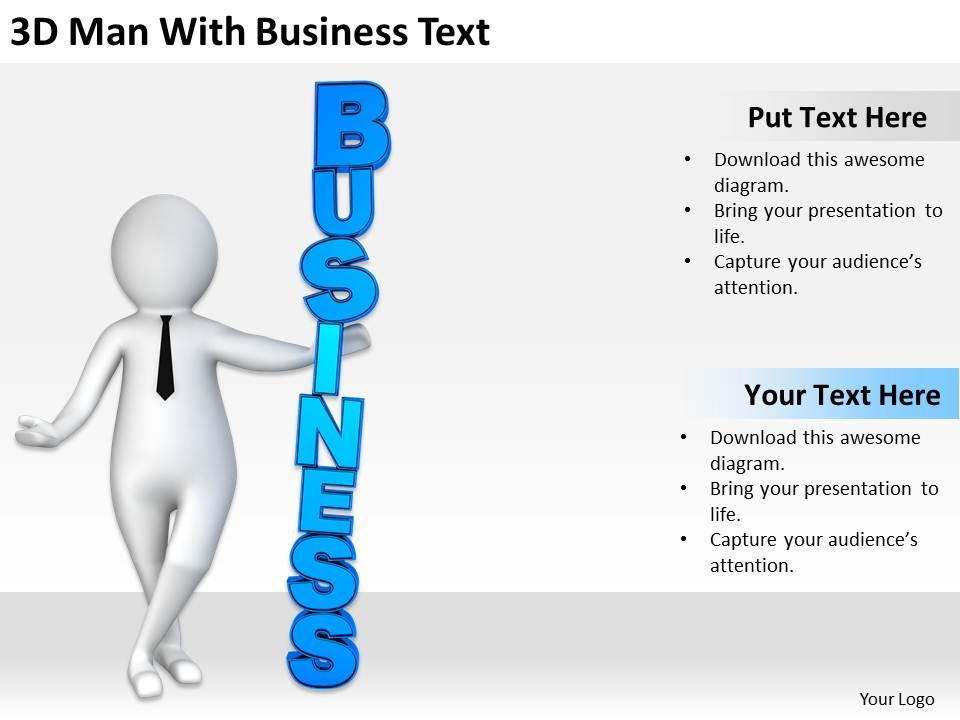 3d man with business text ppt graphics icons powerpoint Slide01
