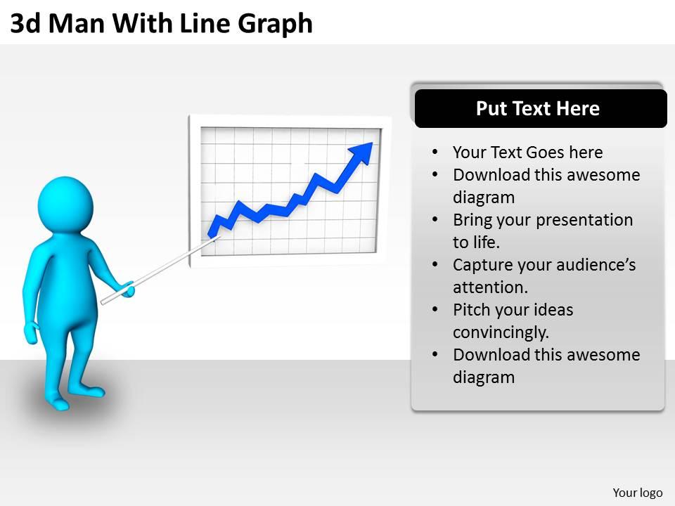3d man with line graph ppt graphics icons powerpoint Slide01