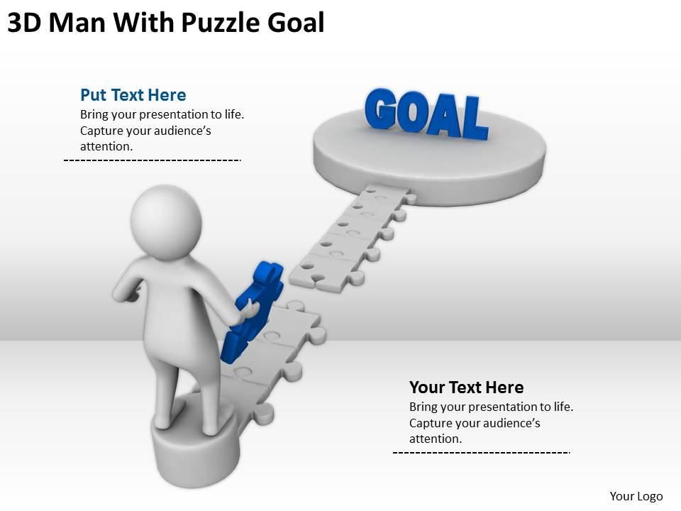 3d man with puzzle goal ppt graphics icons powerpoint Slide01