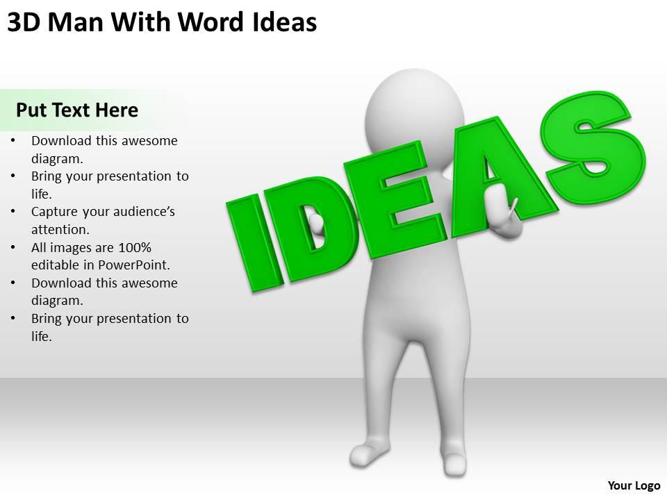 3d man with word ideas ppt graphics icons powerpoint Slide01