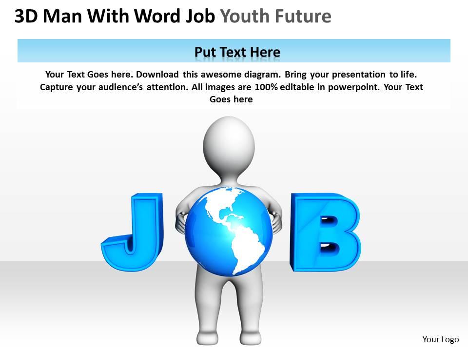 3d man with word job youth future ppt graphics icons Slide01