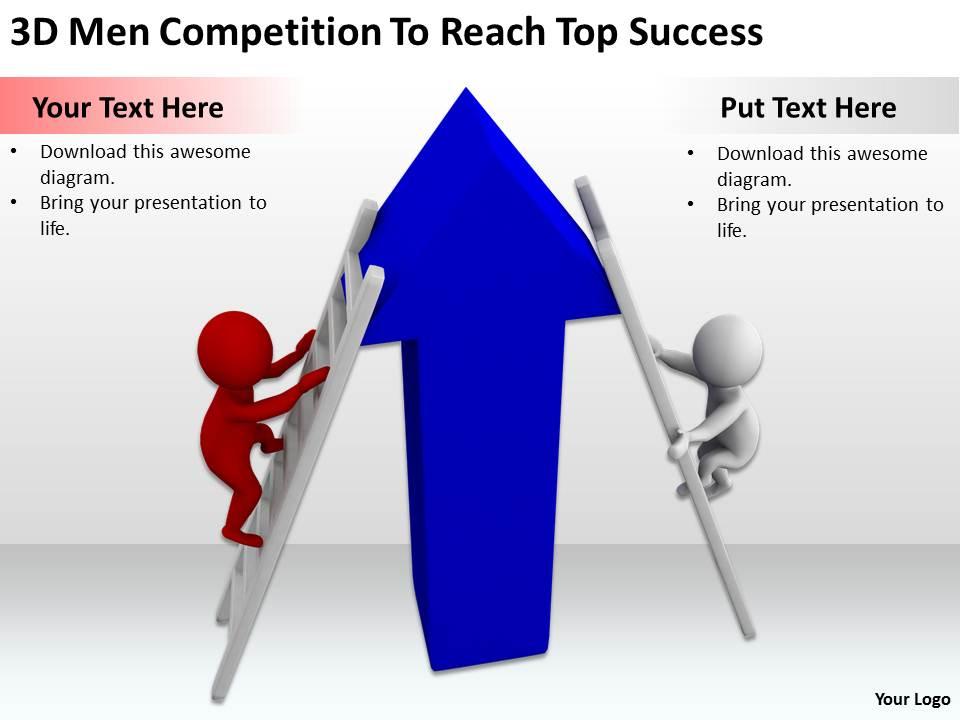 3d men competition to reach top success ppt graphics icons powerpoint Slide01