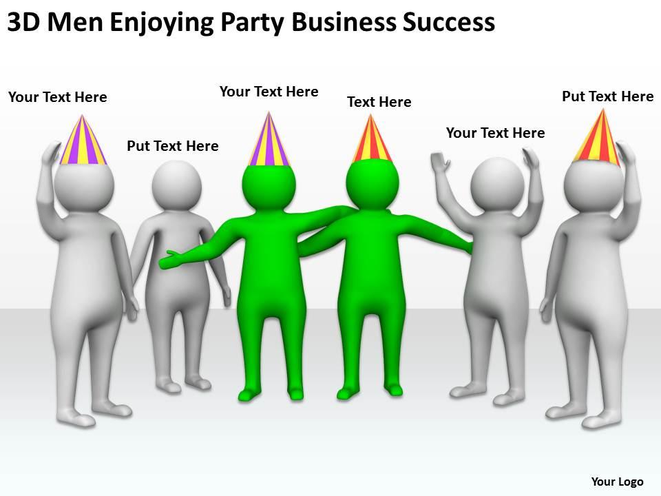 3d men enjoying party business success ppt graphics icons powerpoint Slide01