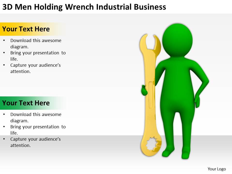 3d men holding wrench industrial business ppt graphics icons powerpoint Slide01