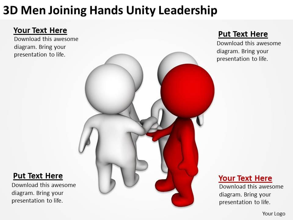 3d men joining hands unity leadership ppt graphics icons powerpoint Slide01