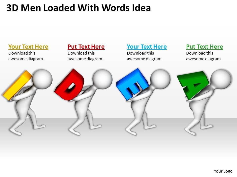 3d men loaded with words idea ppt graphics icons powerpoint Slide01