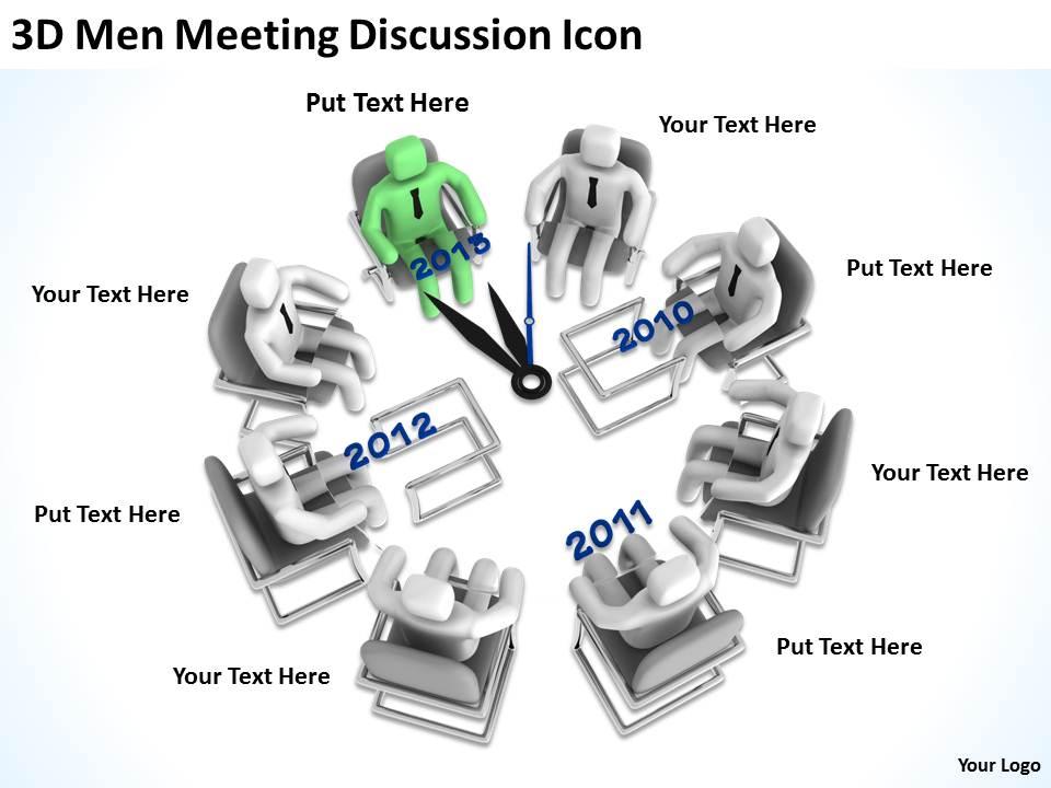 3d men meeting discussion icon ppt graphics icons Slide01