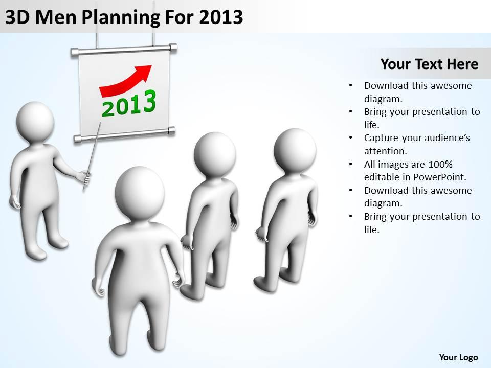 3d men planning for 2013 ppt graphics icons powerpoint Slide01