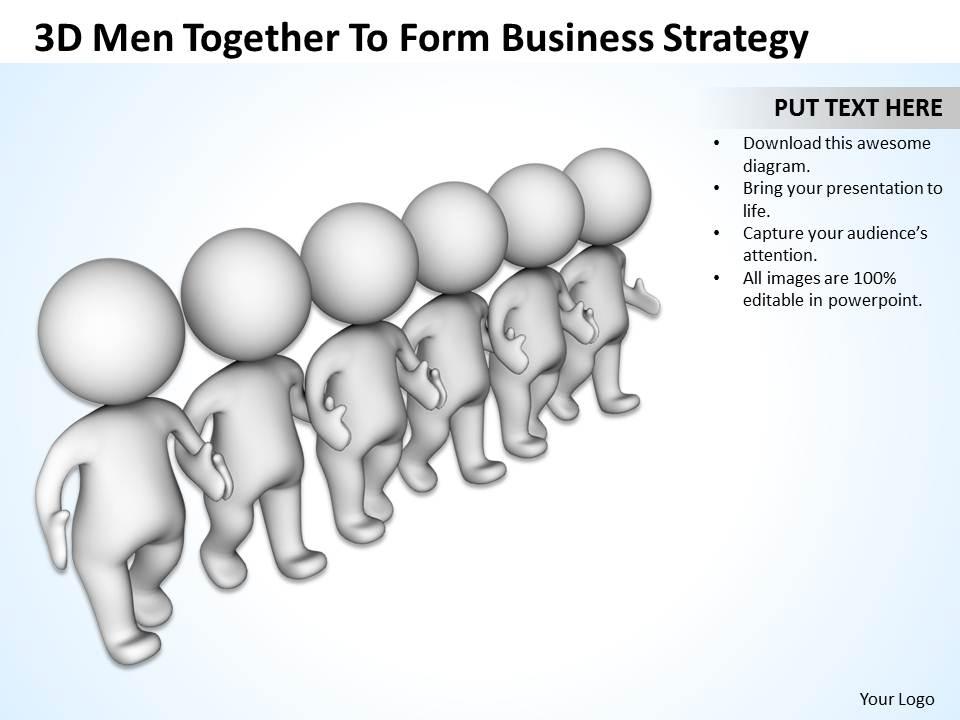 3d men togther to form business strategy ppt graphics icons Slide01