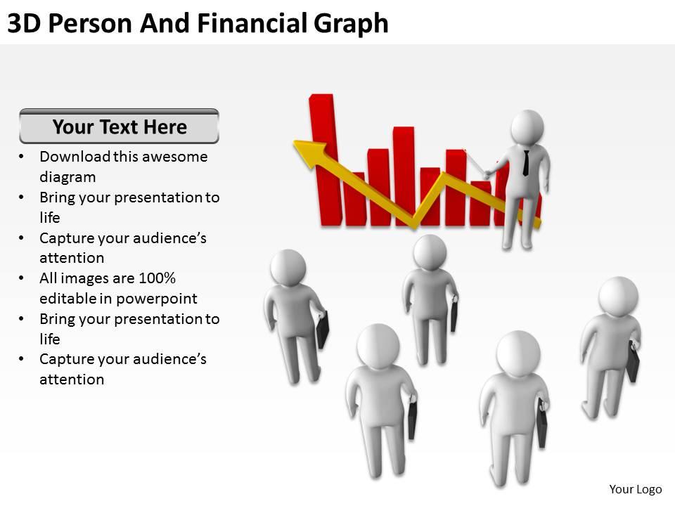 3d person and financial graph ppt graphics icons powerpoint Slide01