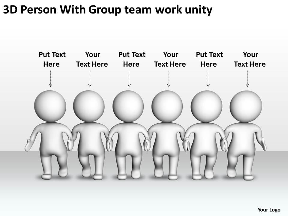 3d person with group team work unity ppt graphic icon Slide01