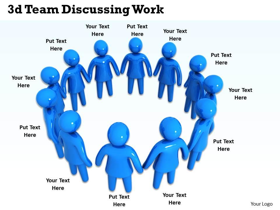 3d team discussing work ppt graphics icons powerpoint Slide01
