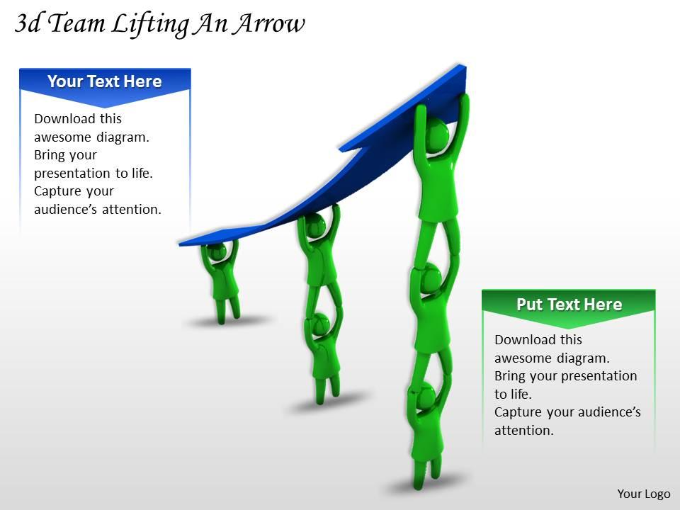 3d team lifting an arrow ppt graphics icons powerpoint Slide01