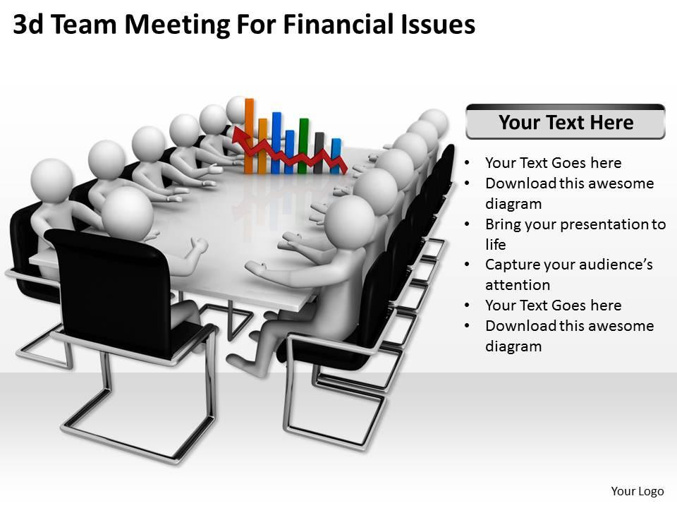3d team meeting for financial issues ppt graphics icons powerpoint Slide01