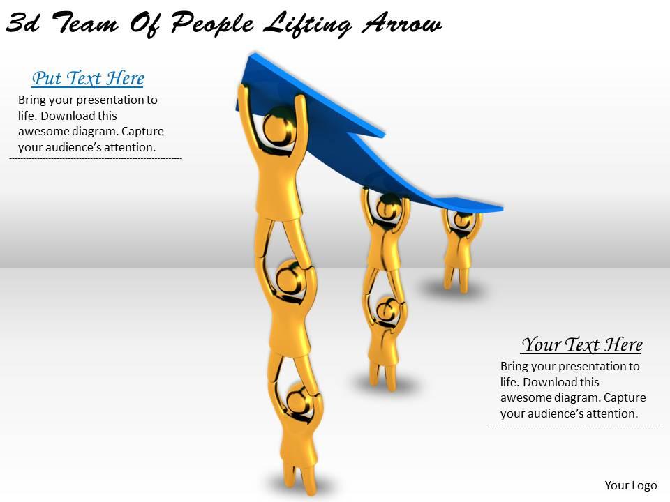 3d team of people lifting arrow ppt graphics icons powerpoint Slide01