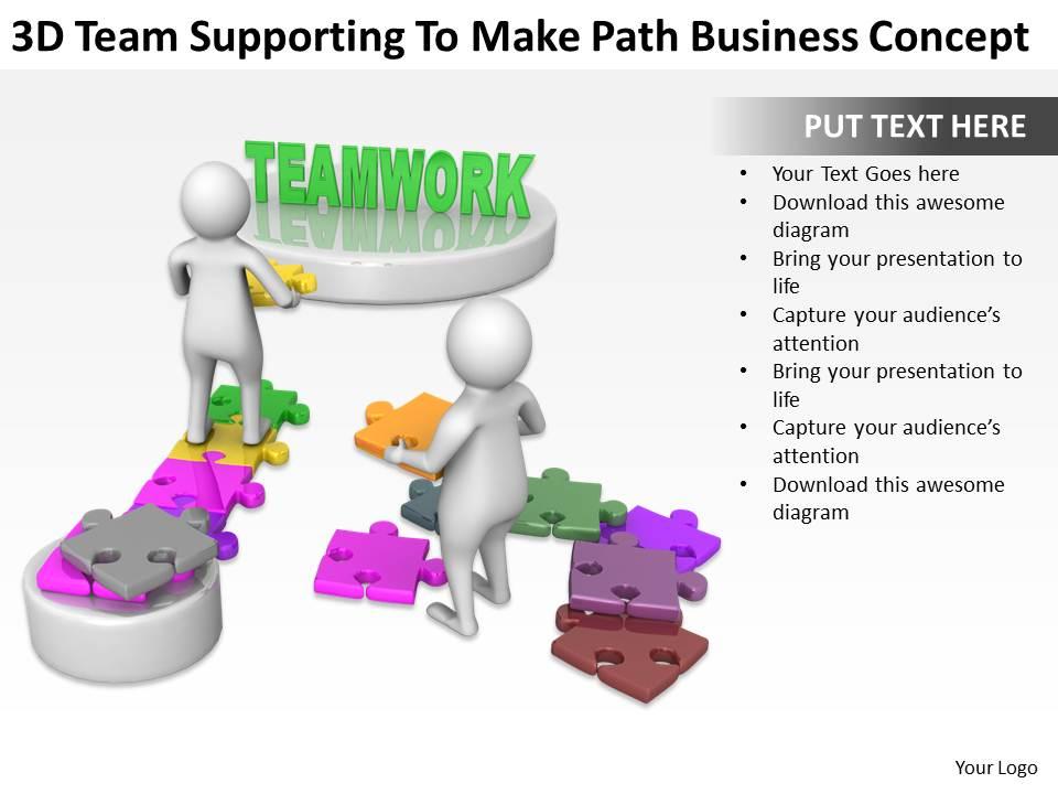 3d team supporting to make path business concept ppt graphics icons powerpoint Slide01