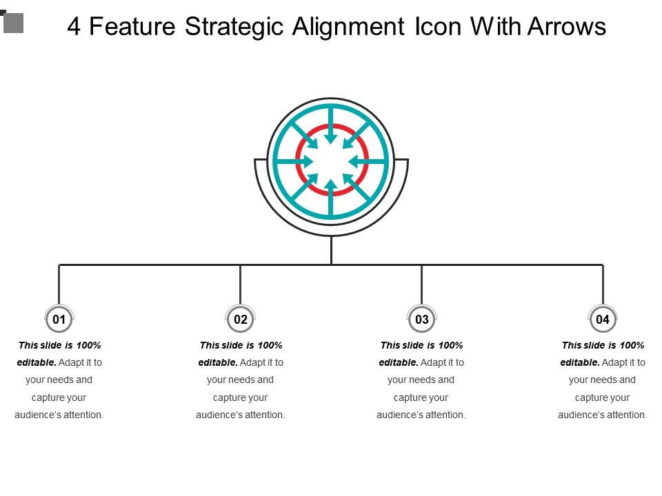 4 feature strategic alignment icon with arrows Slide01