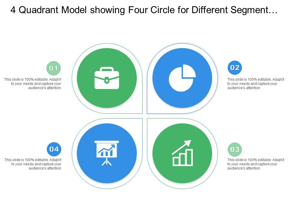 4 quadrant model showing four circle for different segment with icon Slide01
