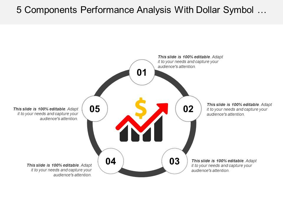 5 components performance analysis with dollar symbol icon Slide01