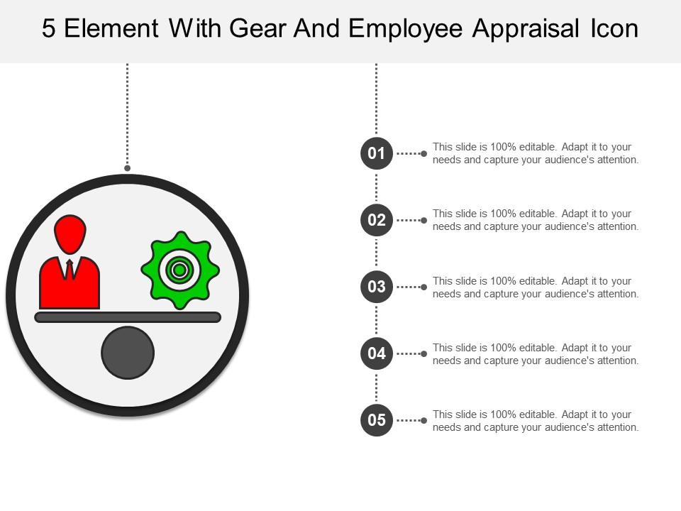 5 element with gear and employee appraisal icon Slide01