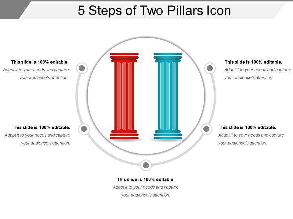 5 steps of two pillars icon ppt example file Slide01