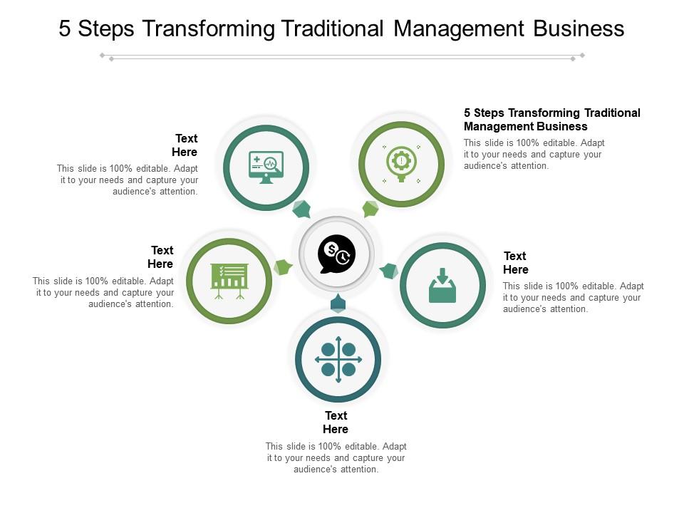 5 steps transforming traditional management business ppt powerpoint presentation icon cpb Slide01