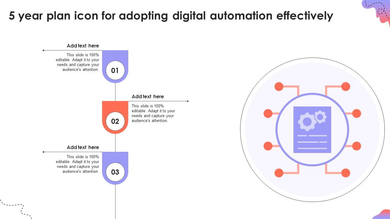 5 Year Plan Icon For Adopting Digital Automation Effectively