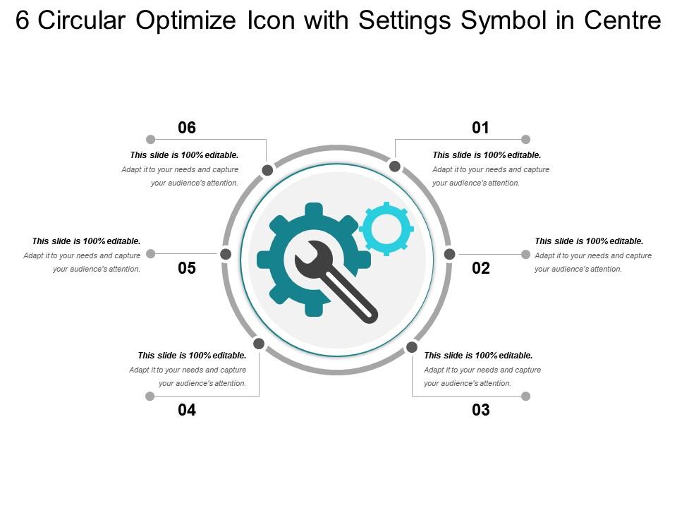 6 circular optimize icon with settings symbol in centre Slide01
