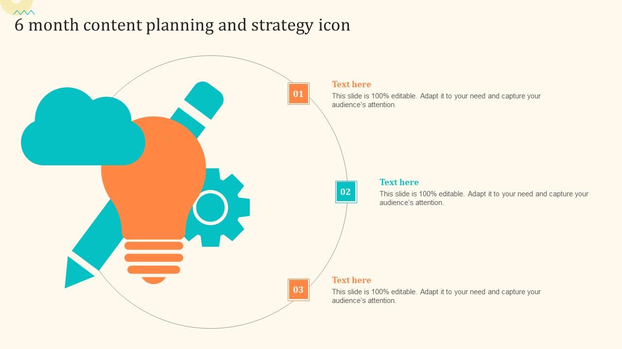 6 Month Content Planning And Strategy Icon Slide01