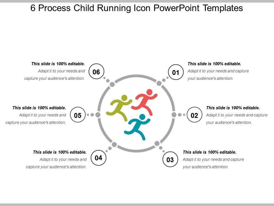 6 process child running icon powerpoint templates Slide01