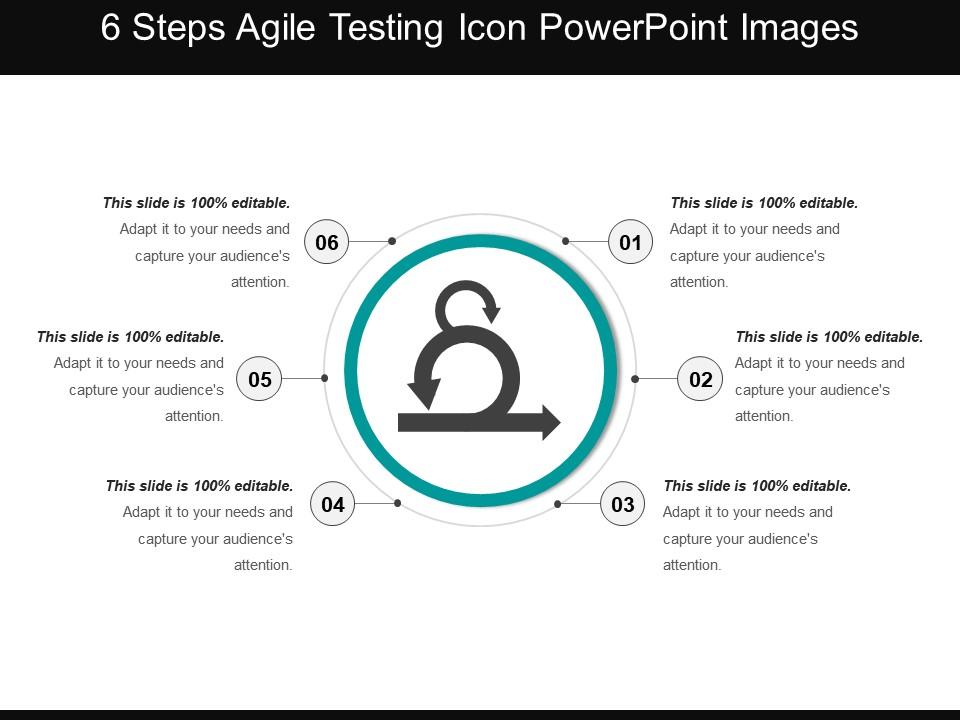6 steps agile testing icon powerpoint images Slide01