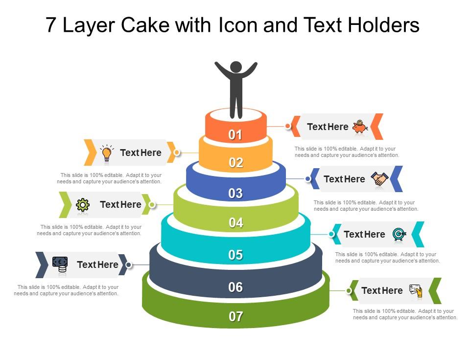 7 layer cake with icon and text holders Slide01