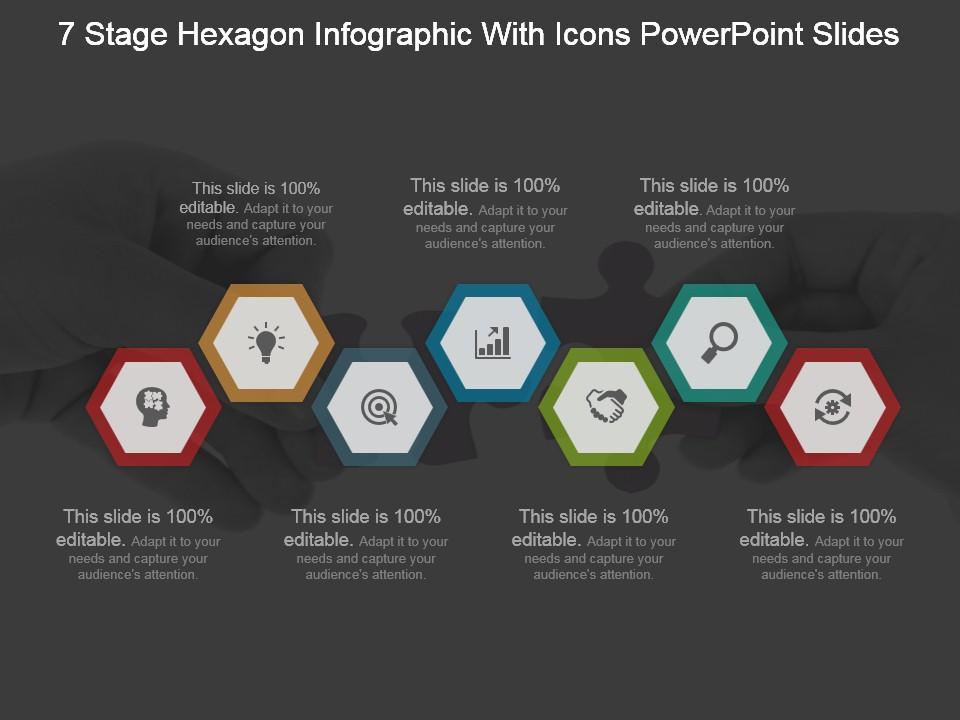 7 stage hexagon infographic with icons powerpoint slides Slide01