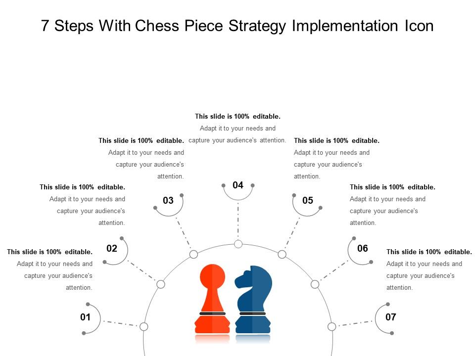7 steps with chess piece strategy implementation icon Slide01