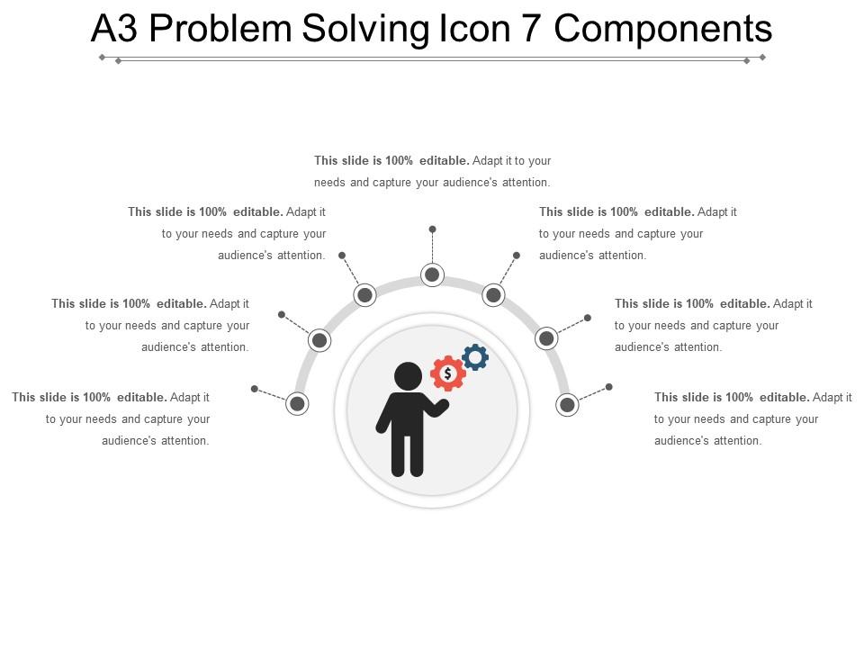 A3 problem solving icon 7 components powerpoint themes Slide01