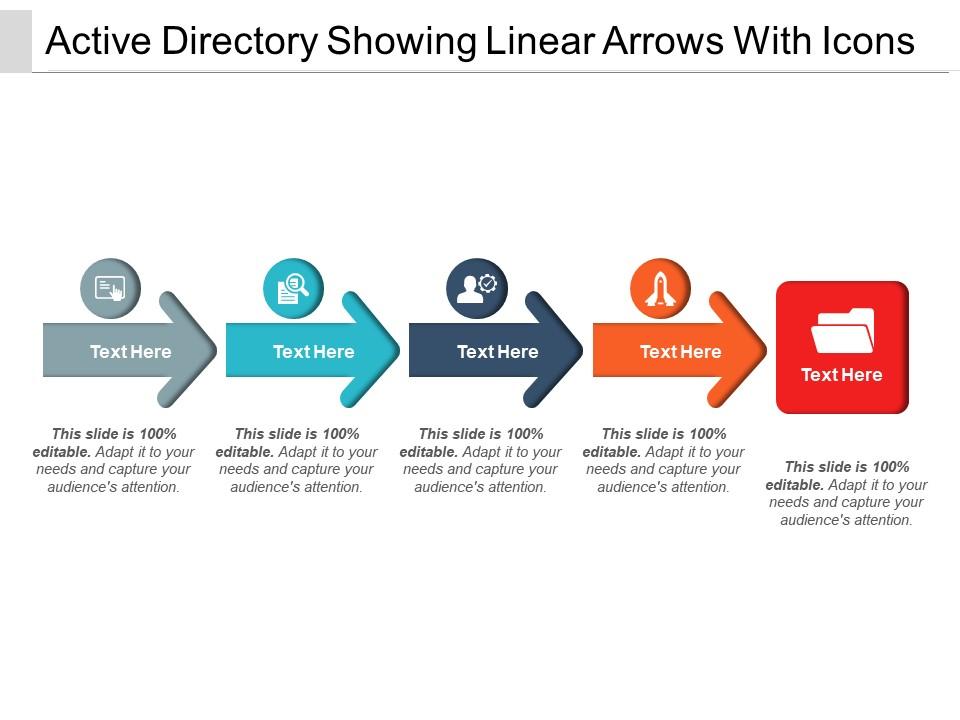 Active directory showing linear arrows with icons Slide01